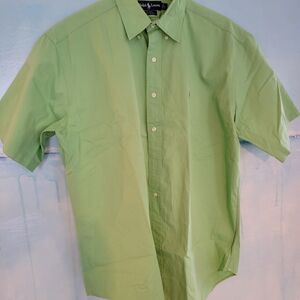 $150 RALPH LAUREN MENS GREEN COTTON SHIRT US L